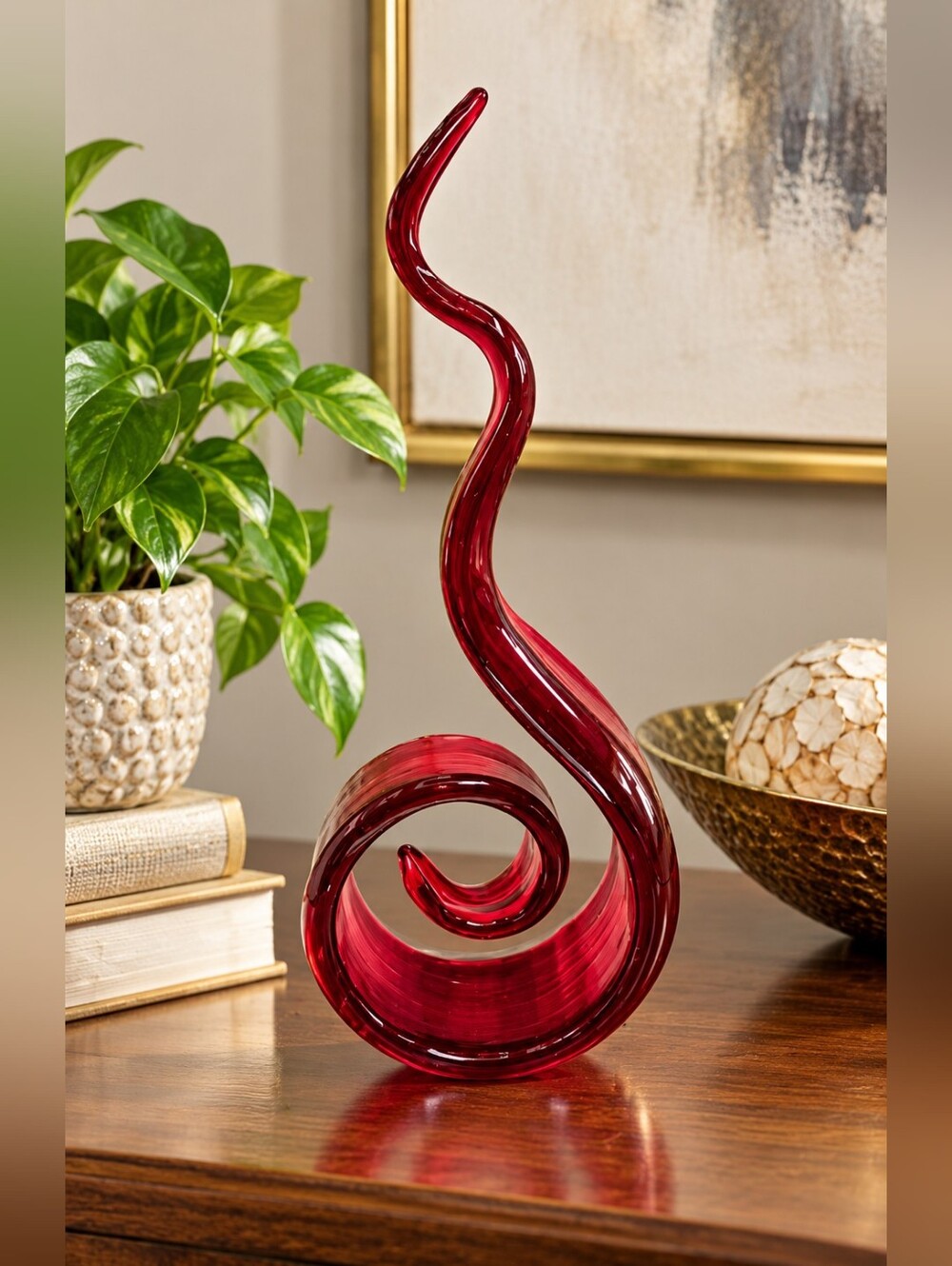 Treble Clef Hand Blown Art Glass Sculpture Modern Abstract